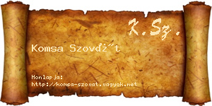 Komsa Szovát névjegykártya